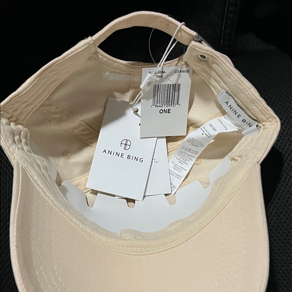 🎉 NWT Anine Bing Jeremy Baseball Cap Cream Orange 💯 Cotton - Picture 11 of 13